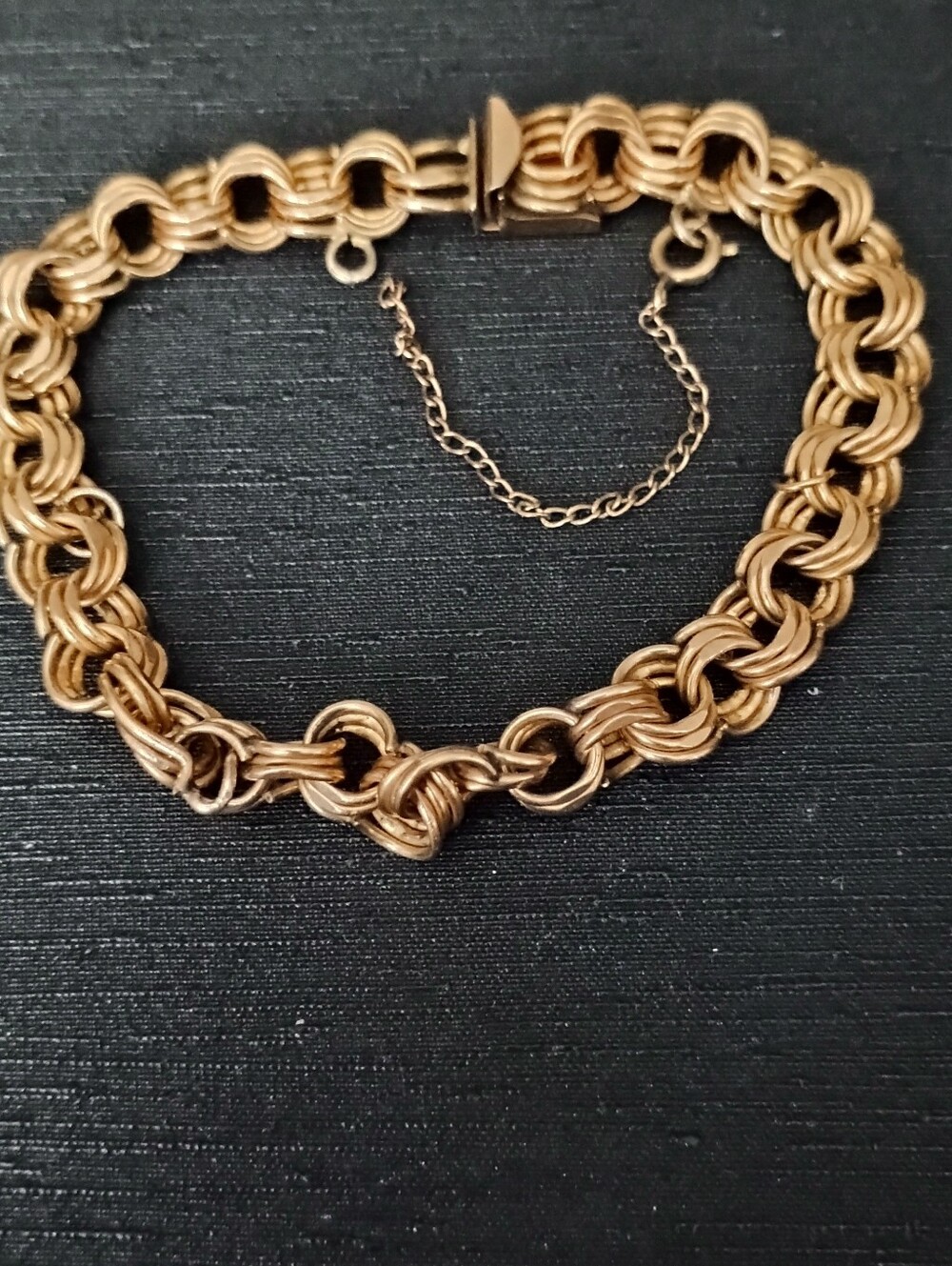 Vintage Gold-Filled  Interlocking Chain Charm  Bracelet - Women's Jewelry